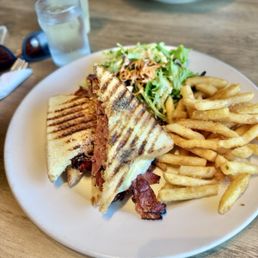 Pastrami Melt with addition of fries.