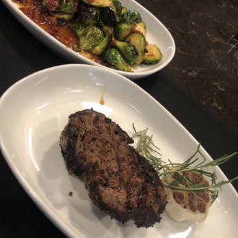 Cyrus Steakhouse Tulsa - Filet and side of Brussels sprouts - Steakhouses Near Me - Tulsa, Oklahoma Cyrus Steakhouse Tulsa - Filet and side of Brussels sprouts - Steakhouses Near Me - Tulsa, Oklahoma
