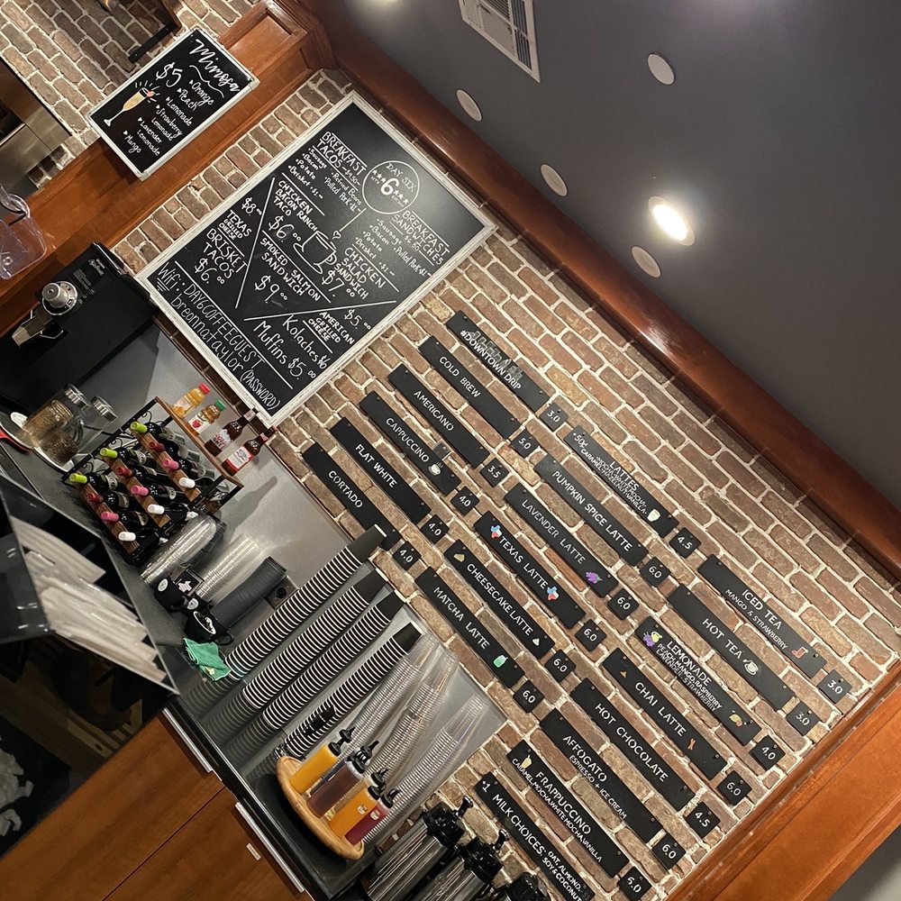 Day 6 Coffee Co. - Menu wall - Coffee & Tea Near Me - Houston, Texas