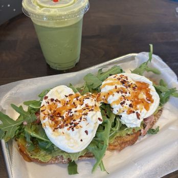 Elmisa Cafe - Coconut matcha lychee drink and Hey Honey Burrata (prosciutto, burrata, arugula, honey and red pepper flakes). Loved my drink!! - Breakfast & Brunch Near Me - San Diego, California Elmisa Cafe - Coconut matcha lychee drink and Hey Honey Burrata (prosciutto, burrata, arugula, honey and red pepper flakes). Loved my drink!! - Breakfast & Brunch Near Me - San Diego, California