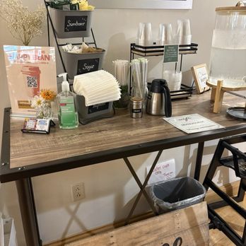 Happy Bean - Water station and cream/sugar area - Coffee & Tea Near Me - Mount Vernon, Ohio Happy Bean - Water station and cream/sugar area - Coffee & Tea Near Me - Mount Vernon, Ohio