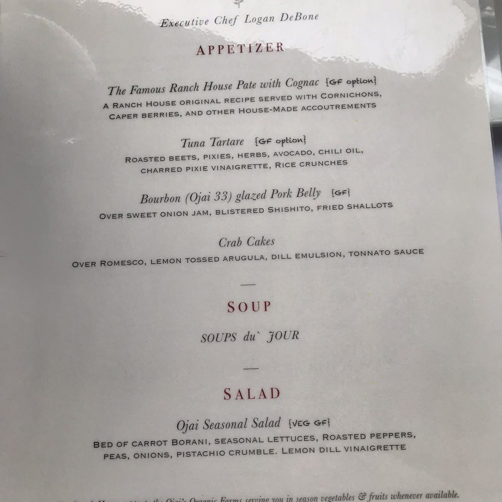 The Ranch House - Menu 8/19/2020. Plus they had 3 specials. - Venues & Event Spaces Near Me - Ojai, California The Ranch House - Menu 8/19/2020. Plus they had 3 specials. - Venues & Event Spaces Near Me - Ojai, California