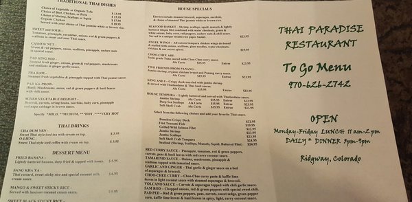 Menu photo 8 Thai Paradise Ridgway, CO Menu photo 8 Thai Paradise Ridgway, CO