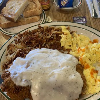 Penfold's Café - Chicken fried steak w/gravy, scrambled eggs, sourdough toast. - Breakfast & Brunch Near Me - Temecula, California Penfold's Café - Chicken fried steak w/gravy, scrambled eggs, sourdough toast. - Breakfast & Brunch Near Me - Temecula, California