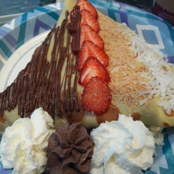 Crepe House Cafe - Calypso crepe (nutella, coconut, strawberry, and biscuit powder) - Cafes Near Me - Chicago, Illinois Crepe House Cafe - Calypso crepe (nutella, coconut, strawberry, and biscuit powder) - Cafes Near Me - Chicago, Illinois