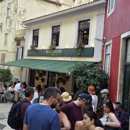 Exterior outside entrance of Restaurante Bonjardim - The Line a Quarter of the Way Up the Street - Lisbon, 11 Exterior outside entrance of Restaurante Bonjardim - The Line a Quarter of the Way Up the Street - Lisbon, 11