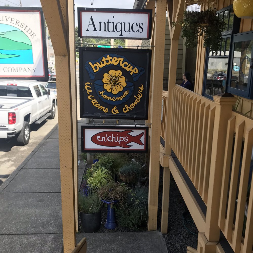 Buttercup - Front exterior. Also, don't forget to duck into the antique store next door to check out their eclectic goods . - Ice Cream & Frozen Yogurt Near Me - Nehalem, Oregon