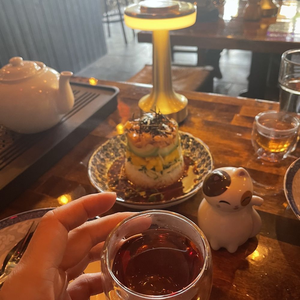 Old Asia Teahouse - The chrysanthemum pu'er tea with salmon poke. Such a cute place to grab both a fantastic cup of tea and a delicious meal! - Tea Rooms Near Me - Beaverton, Oregon Old Asia Teahouse - The chrysanthemum pu'er tea with salmon poke. Such a cute place to grab both a fantastic cup of tea and a delicious meal! - Tea Rooms Near Me - Beaverton, Oregon