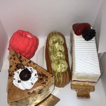 Altadena Bakery - Oreo cheesecake, pistachio eclair, strawberry short cake and raspberry cream thing - Desserts Near Me - Burbank, California