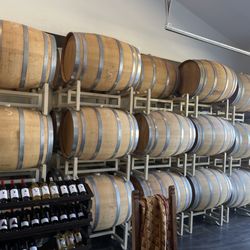 Barrel 1 Winery - Tasting room with the barrels!