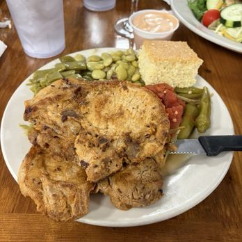 The Shack - Grilled pork chops, green beans, okra and stewed tomatoes, lima beans and cornbread. - Southern Near Me - North Myrtle Beach, South Carolina