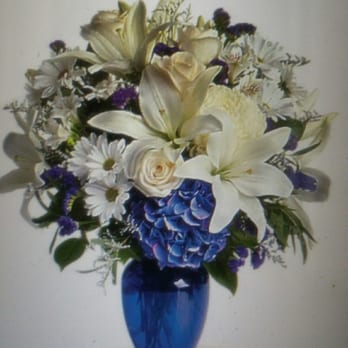 Postoak Florist - This is the premium "Beautiful in Blue Bouquet" as advertised on the website. - Florists Near Me - College Station, Texas Postoak Florist - This is the premium "Beautiful in Blue Bouquet" as advertised on the website. - Florists Near Me - College Station, Texas