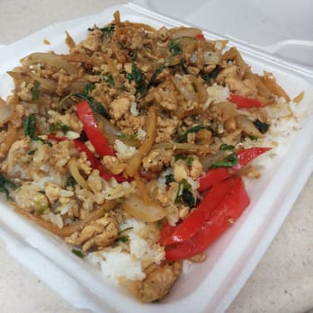 Liang's Thai Food - Basil Chicken!  Garlic, spicy, delicious.  Huge portions: ) - Thai Near Me - Denver, Colorado
