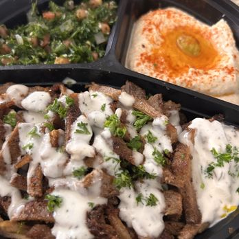 Pacific Pita - Beef Shwarma Bowl with saffron rice, hummus, tabouli - Mediterranean Near Me - San Diego, California