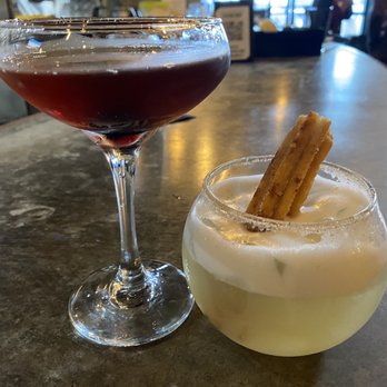Hollow Spirits Distillery - This was a daily special on the right ... and a custom bourbon cocktail (our bartender created) on the left - Beer, Wine & Spirits Near Me - Albuquerque, New Mexico