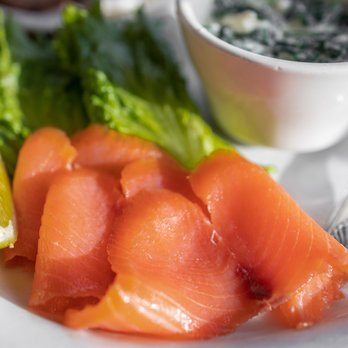 Lighthouse Cafe - Norwegian Smoked Salmon w/ Creamed Spinach and Danish-style Pumpernickel Bread ($16) - Breakfast & Brunch Near Me - Sausalito, California Lighthouse Cafe - Norwegian Smoked Salmon w/ Creamed Spinach and Danish-style Pumpernickel Bread ($16) - Breakfast & Brunch Near Me - Sausalito, California