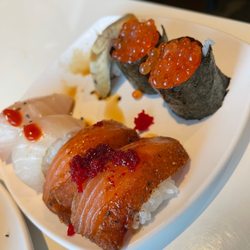 Tha Joint Sushi & Grill - Cajun salmon, salmon roe, Aji, and snapper