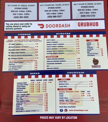 Menu photo 2 Wimpys Hamburger Dinuba, CA Menu photo 2 Wimpys Hamburger Dinuba, CA