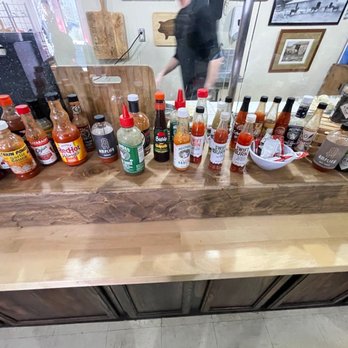 Fitzgerald's Lunch House - a variety of hot sauces - Sandwiches Near Me - Indianapolis, Indiana