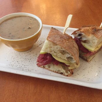 Cafe Du Soleil - 1/2 and 1/2: Cheddar, Apple & Pastrami and Soup of the Day. That came to $16 and while it isn't a cheap lunch, it was delicious. - French Near Me - San Francisco, California Cafe Du Soleil - 1/2 and 1/2: Cheddar, Apple & Pastrami and Soup of the Day. That came to $16 and while it isn't a cheap lunch, it was delicious. - French Near Me - San Francisco, California