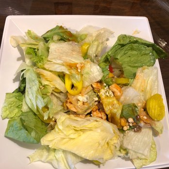 Saladworks - Buffalo Blue Salad with Hot Sauce poured on it! - Vegetarian Near Me - Galloway, New Jersey