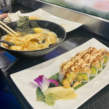 Saga Fusion - Chicken Ramen and Fire mountain roll - Japanese Near Me - Mount Dora, Florida