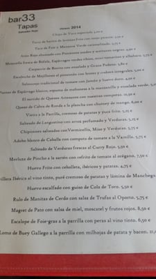 Menu photo 6 Salvador Rojo - Bar 33 Seville, SE Menu photo 6 Salvador Rojo - Bar 33 Seville, SE