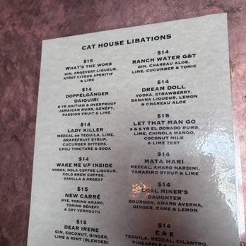 The Cat House - Menu - Cocktail Bars Near Me - Oakland, California The Cat House - Menu - Cocktail Bars Near Me - Oakland, California