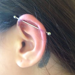 Sanctum Body Piercing - Industrial piercing done by Katie, about 5-10 minutes post-needle!