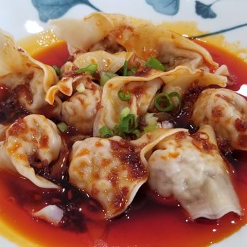 Fiery Shanghai - Chili Oil Wontons - The sauce/broth was actually nice. Had good flavor and seasoning, but the wontons were obviously frozen or store bought - Shanghainese Near Me - Pleasanton, California Fiery Shanghai - Chili Oil Wontons - The sauce/broth was actually nice. Had good flavor and seasoning, but the wontons were obviously frozen or store bought - Shanghainese Near Me - Pleasanton, California