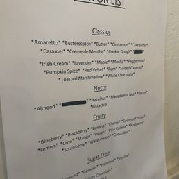 Syrup flavor list