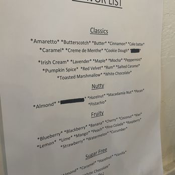 Tucson Coffee Roasters - Syrup flavor list - Coffee Roasteries Near Me - Tucson, Arizona
