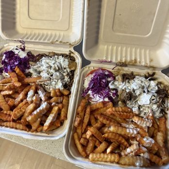 Frankfurter Guys - Mixed Plate with beef, chicken, salad and fries - German Near Me - Pasadena, California