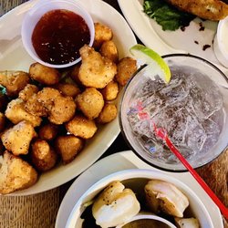 Yearbook Diner - Cauliflower bites with sweet & sour, fried pickles, garlic shrimp. Yum