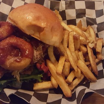 Purple Onion - Razorback burger with onion rings and bbq sauce. It's a lot of burger. Burger with pulled pork fixed your way - Cajun/Creole Near Me - Cabot, Arkansas Purple Onion - Razorback burger with onion rings and bbq sauce. It's a lot of burger. Burger with pulled pork fixed your way - Cajun/Creole Near Me - Cabot, Arkansas