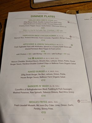 Menu photo 3 Hargadons Pub Sligo, SO