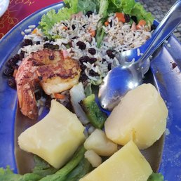 Grilled shrimp potato, rice. Grilled shrimp potato, rice.
