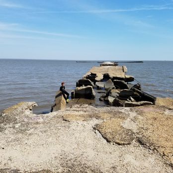 North Point State Park - Old pier. There was a warning sign. - Parks Near Me - Edgemere, Maryland
