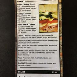 Five Star Pizza - Menu back, subs and salads