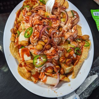 Ceviche Ria - Ceviche platter with nachos, jicama, cucumbers, jalapenos, etc.. - Seafood Near Me - Spring, Texas
