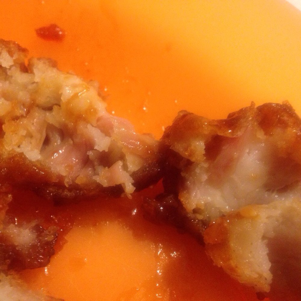 This is not chicken and I called and he said that, that is how we make it. Wow. This food is sick I had to throw all of it away. This is not chicken and I called and he said that, that is how we make it. Wow. This food is sick I had to throw all of it away.
