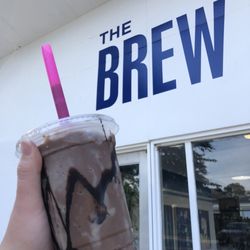 Strange Brew Coffeehouse - Outside of building, frozen triple hot chocolate