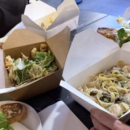 Caesar salad &  Fettuccini