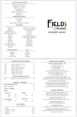 Menu photo 1 Field's at the Wilderness Wisconsin Dells, WI
