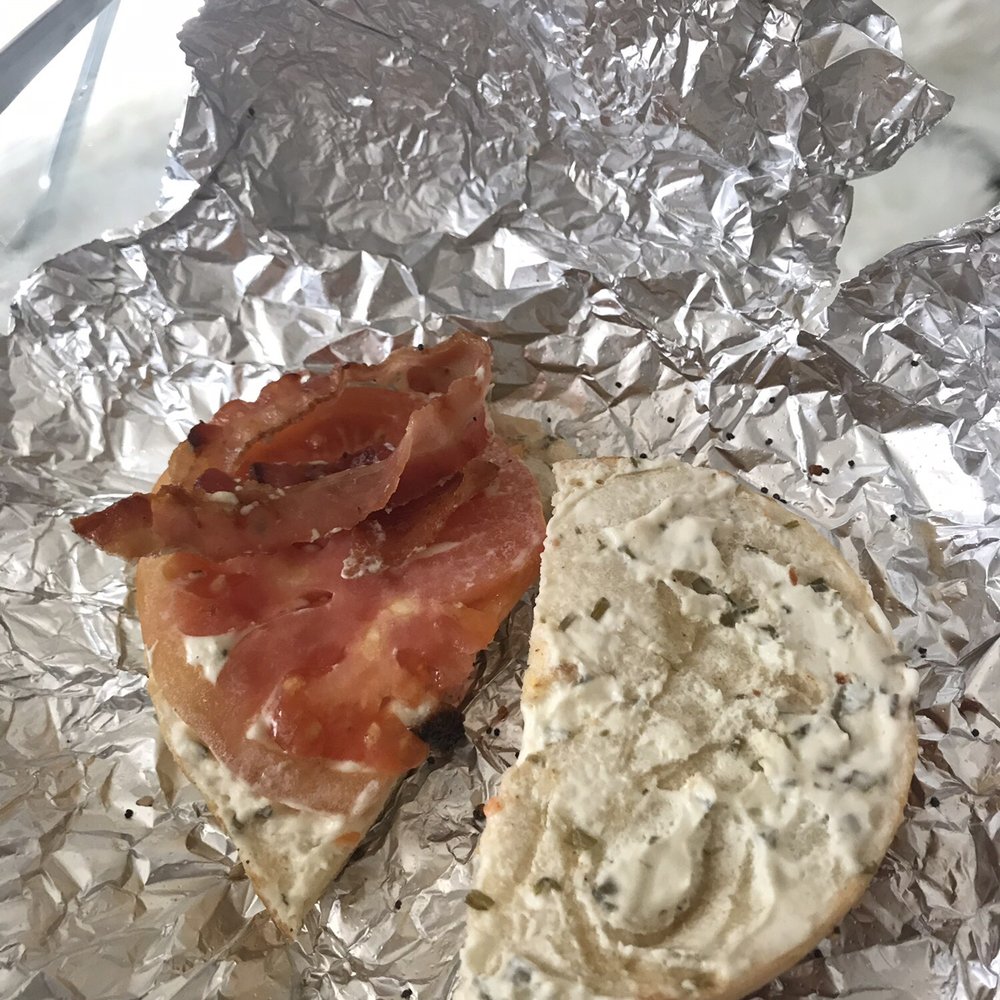 Undercooked bacon and barely any scallion cream cheese. No thanks