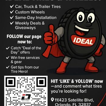 Ideal Tire and Wheels - follow us for exclusive deals - Tires Near Me - Orlando, Florida Ideal Tire and Wheels - follow us for exclusive deals - Tires Near Me - Orlando, Florida