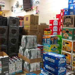 T & N Liquors - Stacked cases of beer at T&N Liquors in Hagerstown MD
