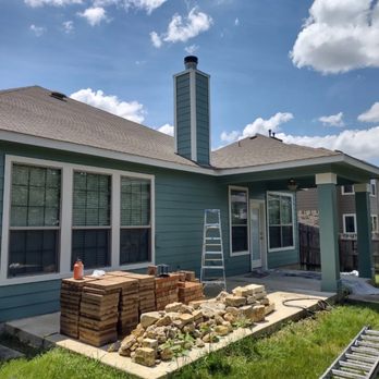 Noble Painting - a blue house with a chimney - Painters Near Me - Boerne, Texas Noble Painting - a blue house with a chimney - Painters Near Me - Boerne, Texas