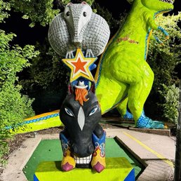 Whimsical sculptures throughout the course