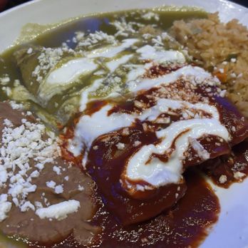 Frida Mexican Cuisine - three chicken enchiladas, served with rice and beans - Mexican Near Me - Glendale, California Frida Mexican Cuisine - three chicken enchiladas, served with rice and beans - Mexican Near Me - Glendale, California